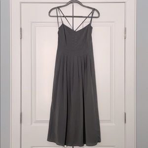 Strappy bluish-grey dress with pleats. NWT